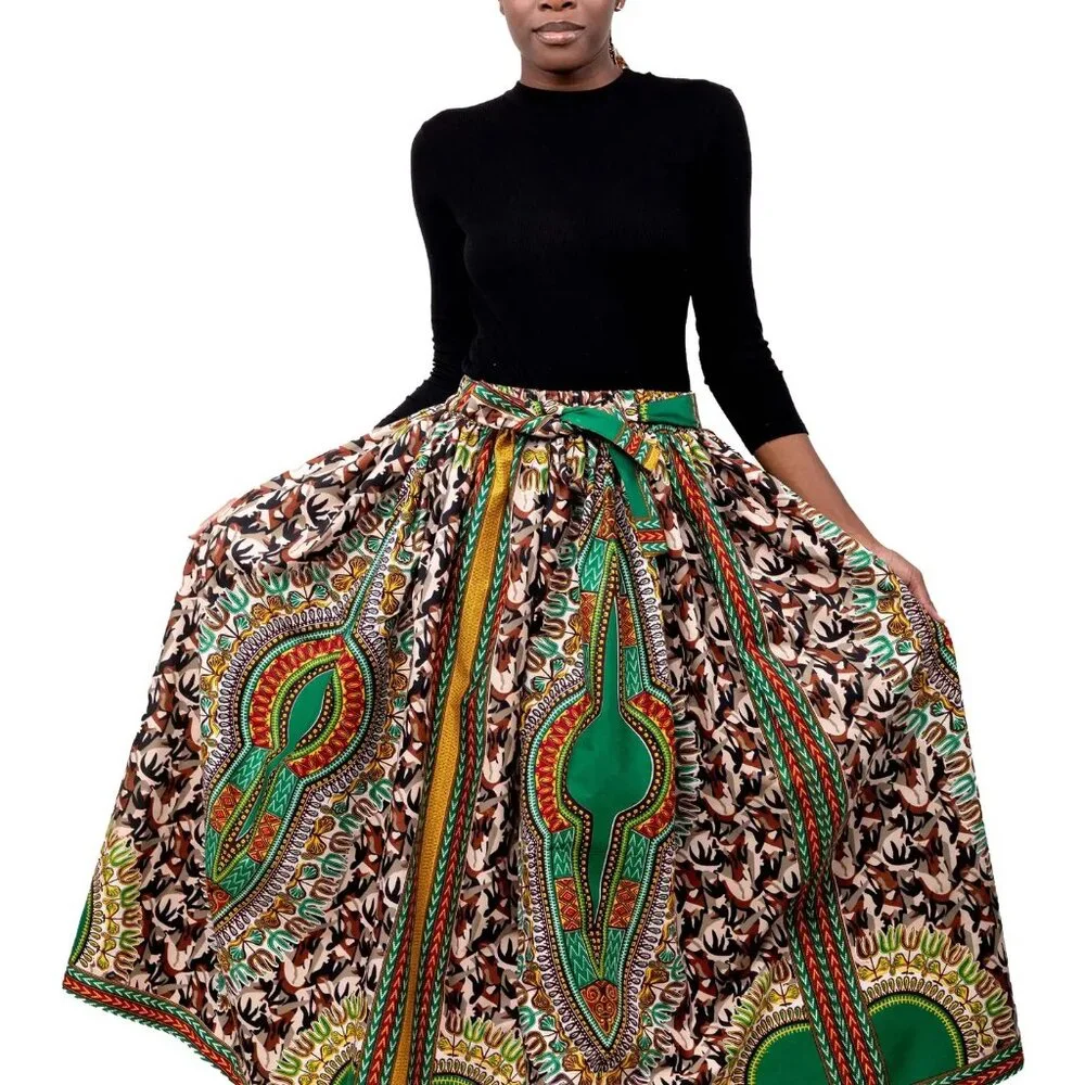 Dashiki Camouflage Long Maxi Skirt